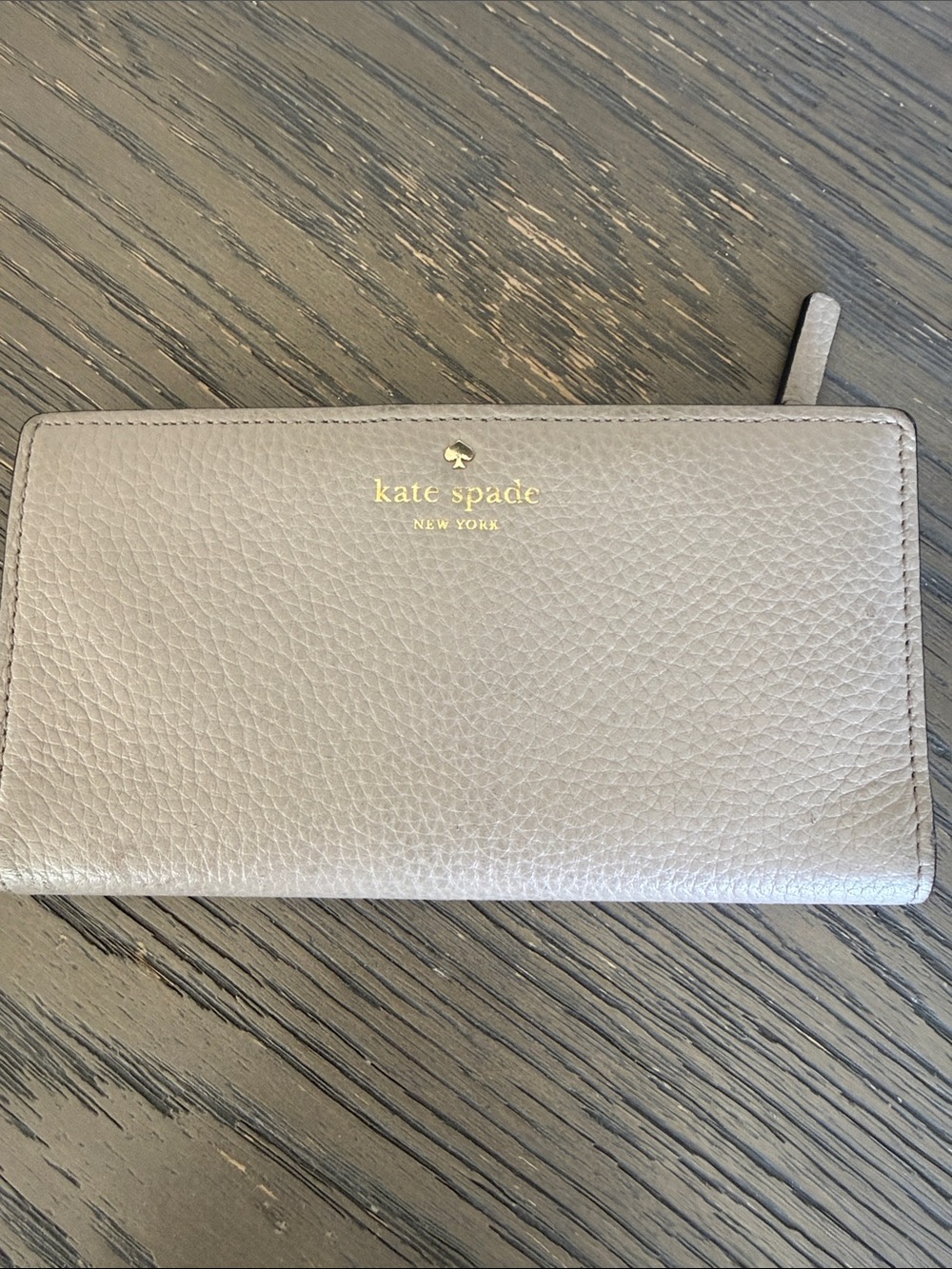 Kate Spade Pebbled Taupe large bifold wallet Around Wallet